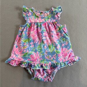 Lilly Pulitzer Multi-Color Floral, Spring, Baby Dress - Pink, Blue, Green